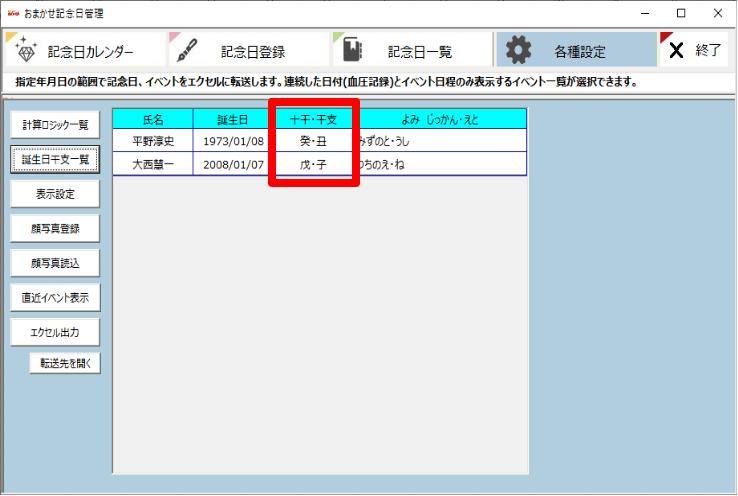 おまかせ記念日管理